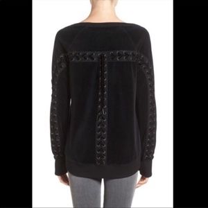 Pam & Gela Black Lace Up Sweatshirt Sz L